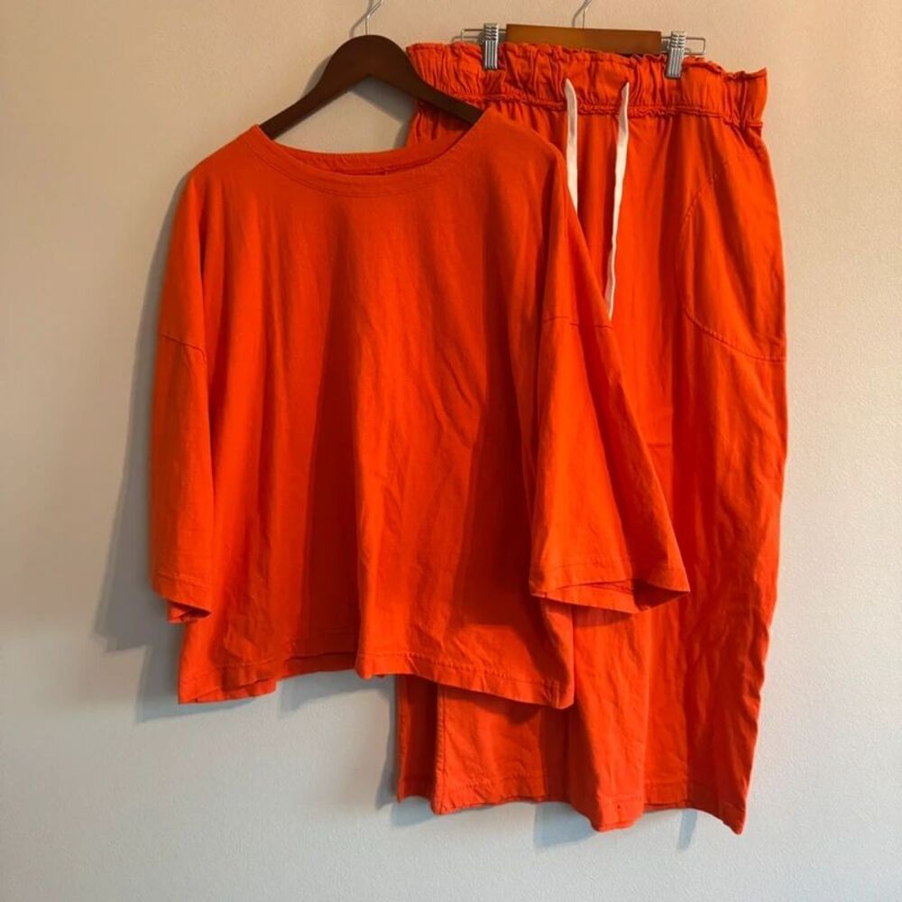 Free people cotton oversized lounge set skirt Travel